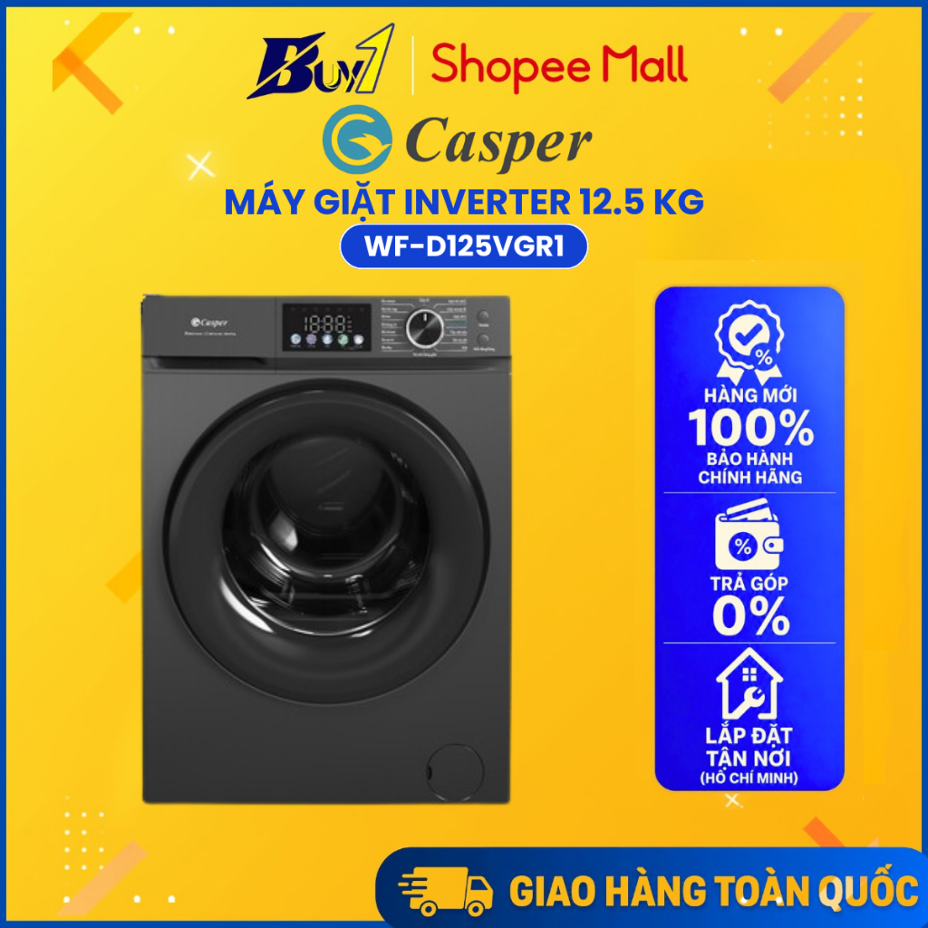 Máy giặt Casper Inverter 12.5 kg WF-D125VGR1 - Hàng Chính hãng