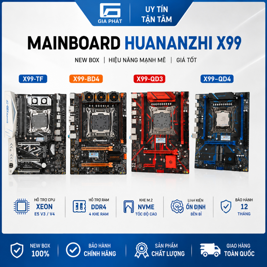 Mainboard Huananzhi X99 TF / X99 QD4 / X99 QD3 / X99 BD4 / X99 BD3 Mới New Box bảo hành chính hãng 1