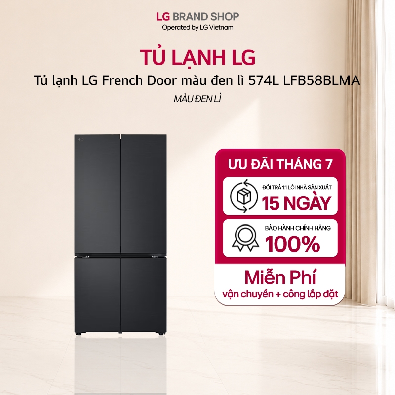 LFB58BLMA.AEPPEVN - Tủ lạnh LG French Door màu đen lì 574L LFB58BLMA