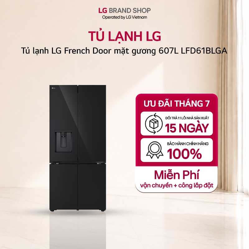 [Chỉ giao miền Bắc] LFD61BLGA - Tủ lạnh LG French Door mặt gương 607L LFD61BLGA