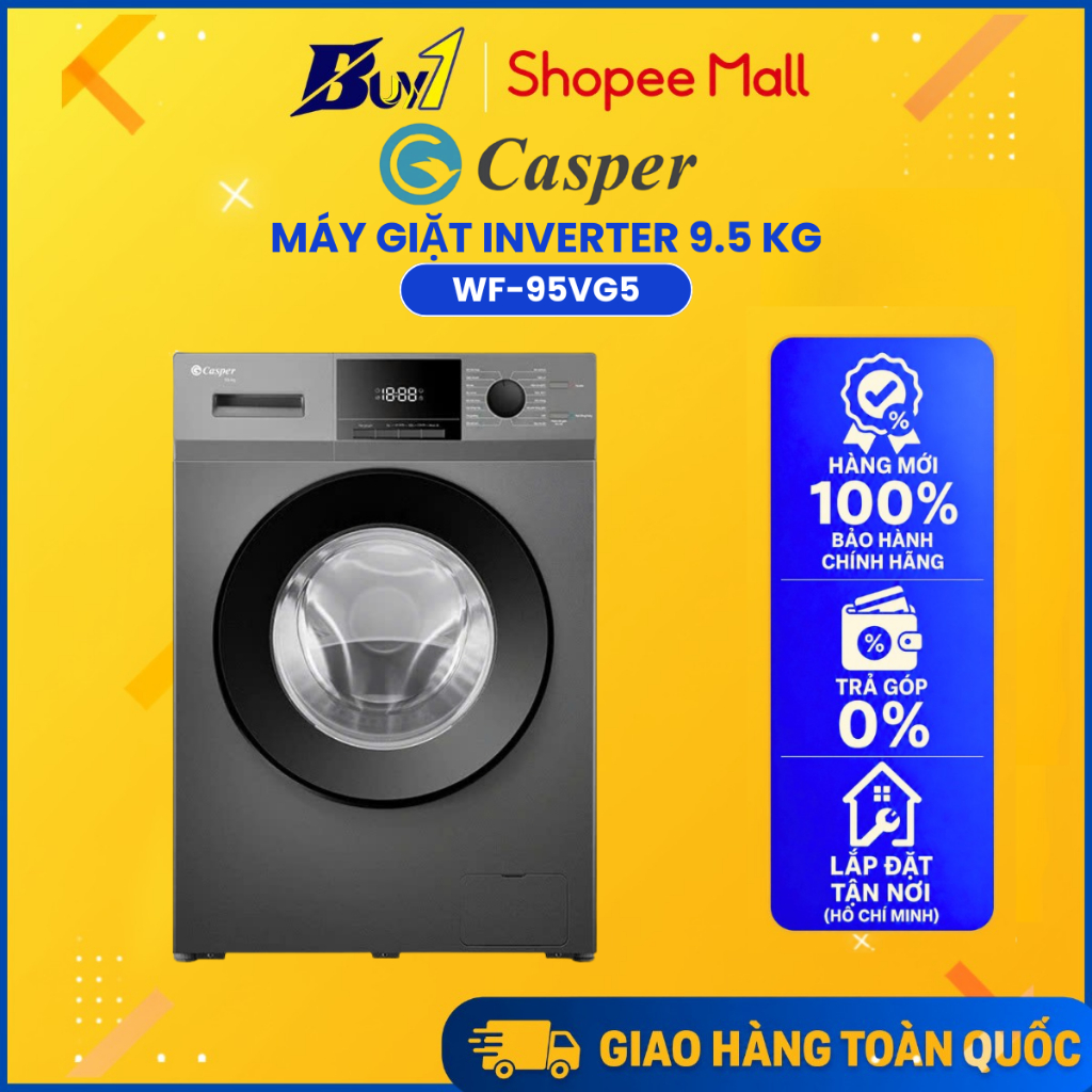 Máy giặt Casper Inverter 9.5 kg WF-95VG5 - Hàng Chính Hãng