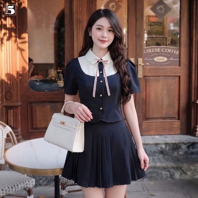 Set bộ Twentyfive phối cổ sơ mi cách điệu phong cách nữ tính, thanh lịch SAVH84