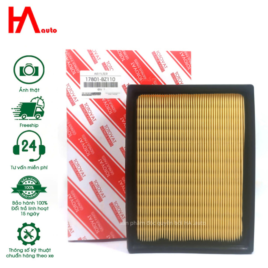 Lọc gió động cơ  Raize/ Veloz Cross/ Avanza đời 2021+, Vios 2022+. Mã 17801-BZ110