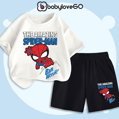 Đồ bộ bé trai BabyloveGO set đồ bé trai chất thun cotton mềm mại in hình siêu anh hùng cho bé B-MV82