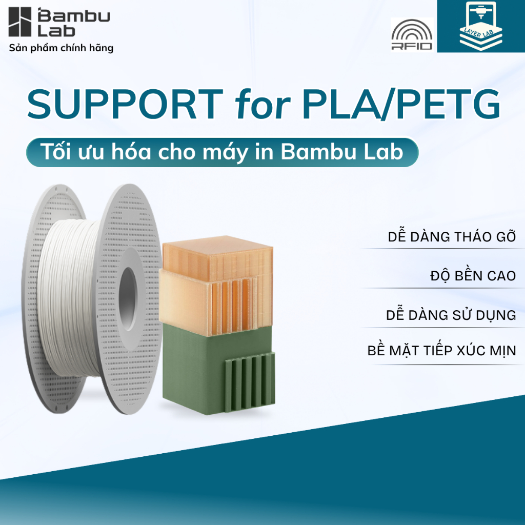 Bambu Lab Support For PLA/PETG | Nhựa Hỗ Trợ Cho PLA/PETG | Cuộn Nhựa Có Khay | Phù Hợp Máy In 3D