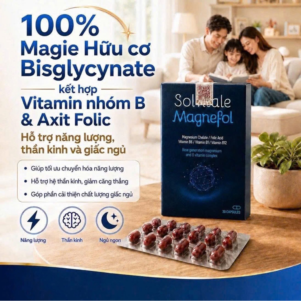 [CHÍNH HÃNG] Magie hữu cơ Solvitale Magnefol (Hộp/30viên)