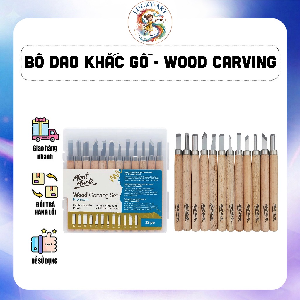 Bộ Dao Khắc Gỗ Mont Marte 12 Chi Tiết - Điêu Khắc Nghệ Thuật – Mont Marte Wood Carving