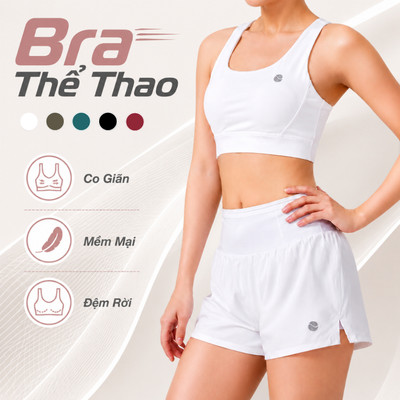 LV26N01F150 Áo Bra Thể Thao Basic, Áo Bra Kèm ĐỆM MÚT NGỰC CÓ THỂ Tháo Rời Mềm Mịn Co Giãn Thoải Mái Vận Động