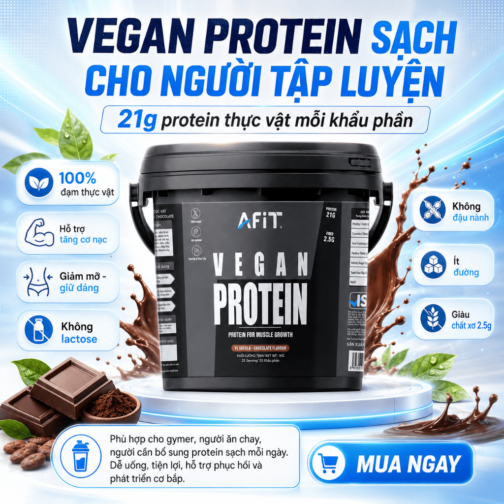 Bột Whey Protein Thực Vật Vegan Afit Nutrition Giúp Tăng Cơ Giảm Mỡ Cho Gymer