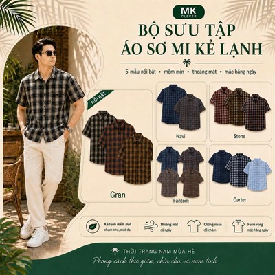 Bộ sưu tập Áo Sơ Mi Kẻ lạnh MK CLEVER Chất vải mềm mịn thoáng mát, thấm hút tốt, thoải mái form rộng hằng ngày