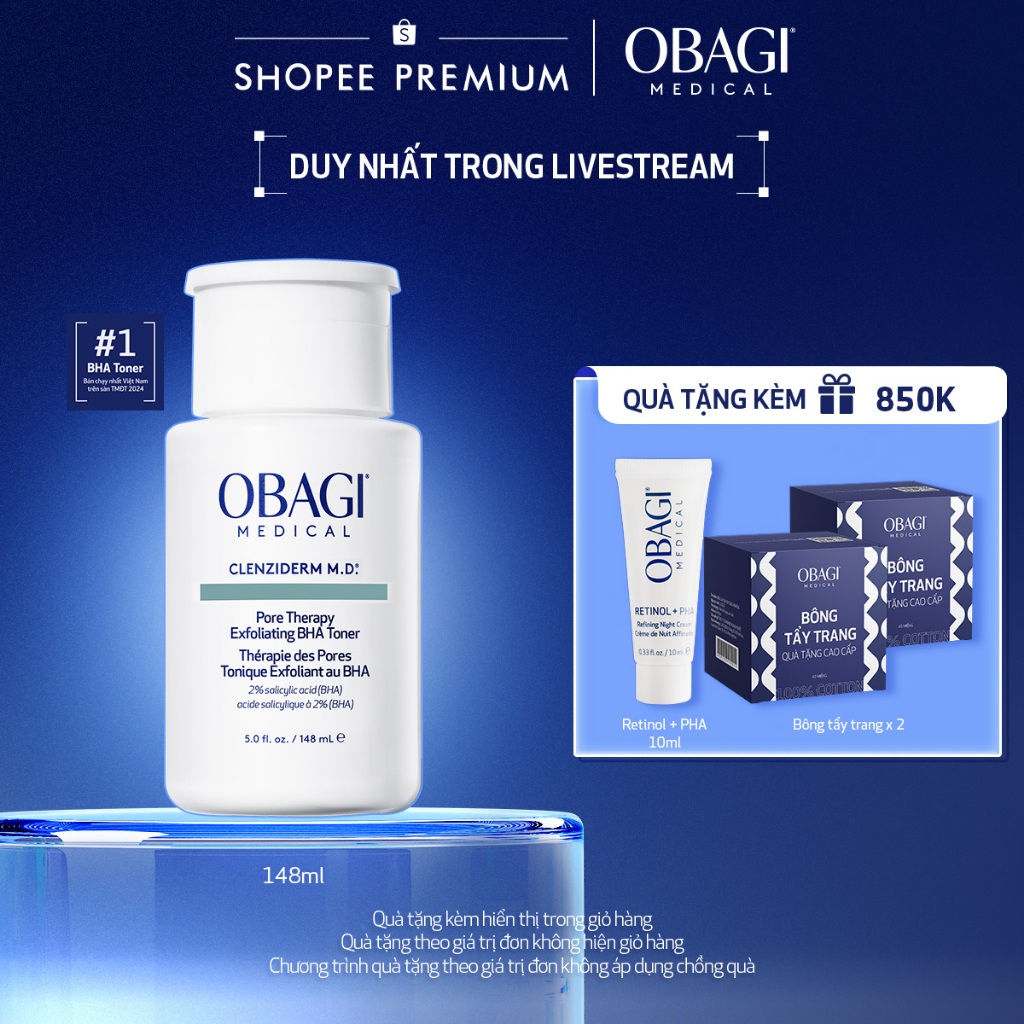 [Obagi x Truc Huynh] [Phiên Bản Mới] Toner BHA giảm mụn Obagi Medical Clenziderm M.D. Pore Therapy E