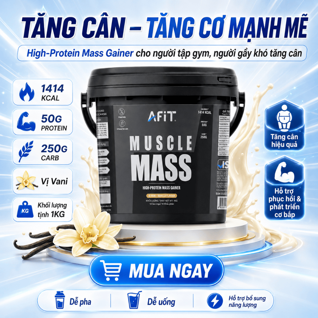 Bột Dinh Dưỡng Muscle Mass Afit Nutrition Giúp Tăng Cân Tăng Cơ Cho Người Gầy
