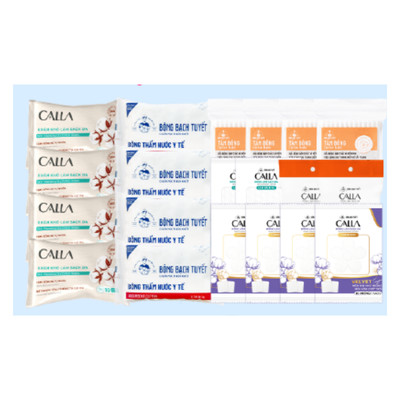 [QUÀ TẶNG KHÔNG BÁN] Combo 20: 4 Bông y tế 5gr + 4 khăn khô + 4 tăm bông 42 que + 4 Vellvet + 2 tròn 3D + 2 Sạch sâu 20m
