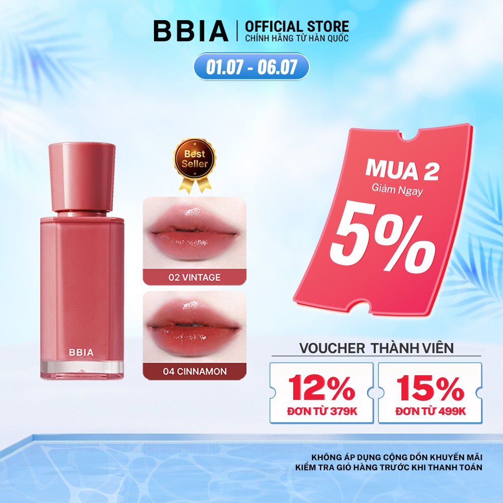 Son tint bóng căng mọng, trong trẻo BBIA Glow Tint