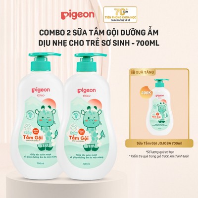 Combo 2 Sữa Tắm Gội Dưỡng Ẩm Cho Bé Pigeon 700ml Dịu Nhẹ Mềm Mại An Toàn Cho Da