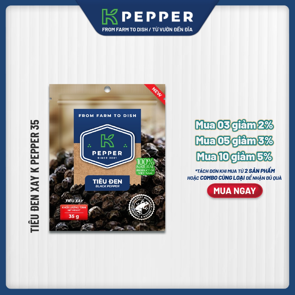 Tiêu Đen Xay K Pepper 35g - Thương hiệu K PEPPER