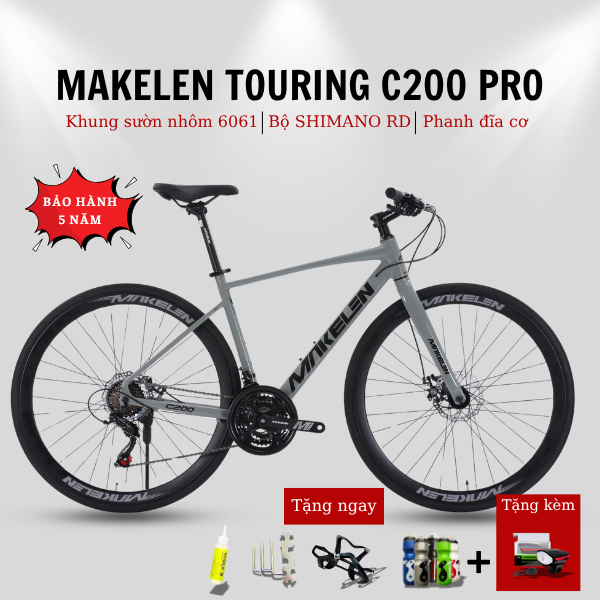 Xe Đạp Touring MAKELEN C200 PRO Đi Tour Đường Dài - Khung Nhôm Dây Âm - Bánh 700C - City Bike Thể Th