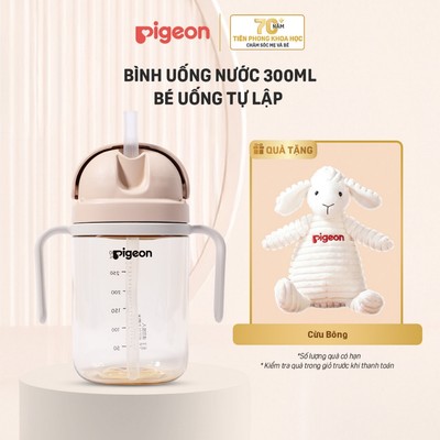 Bình tập uống nước cho bé PPSU Pigeon 300ml Training Master Series (18 tháng+) cao cấp chống sặc