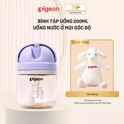 Bình tập uống nước cho bé PPSU Pigeon Training Master Series có bi trọng lực 200ml (12 tháng+)