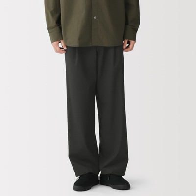[26AW] MUJI Quần Nam Vải Nhanh Khô Ống Rộng Xếp Ly