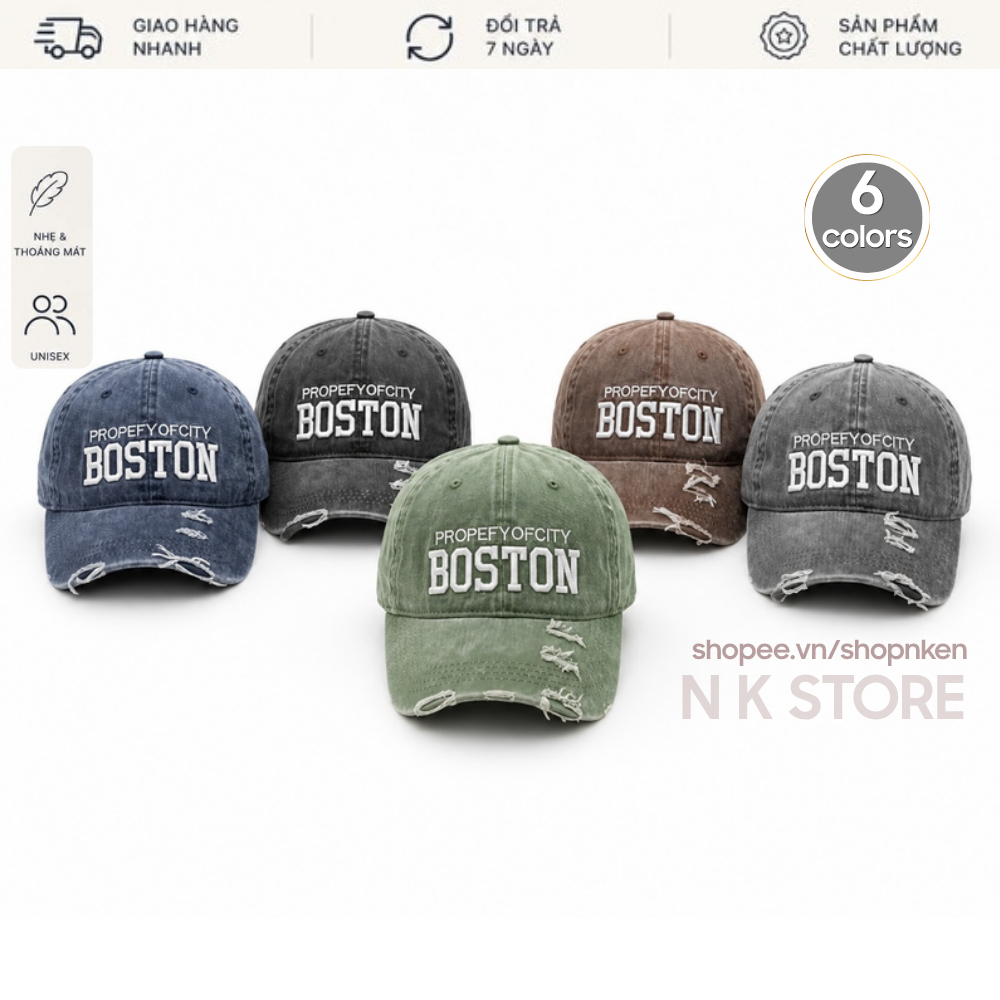 Mũ NK STORE Rách Wax Màu Bụi, Nón Lưỡi Trai Vintage Unisex Form Đẹp Phong Cách
