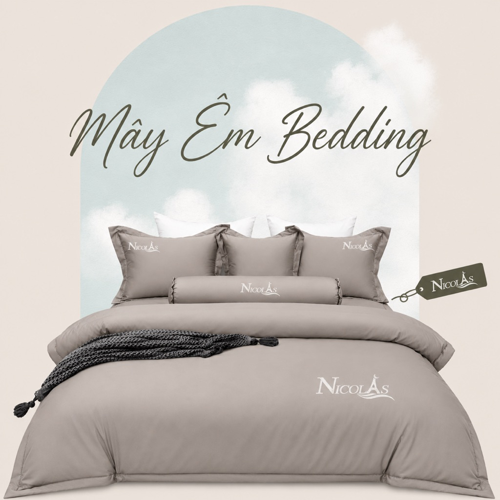 Bộ Chăn Ga Gối Nicolas Lụa Tencel 60S Cao Cấp Gồm 5 Món Mềm Mát Bóng Mịn, Đầy Đủ Kích Thước