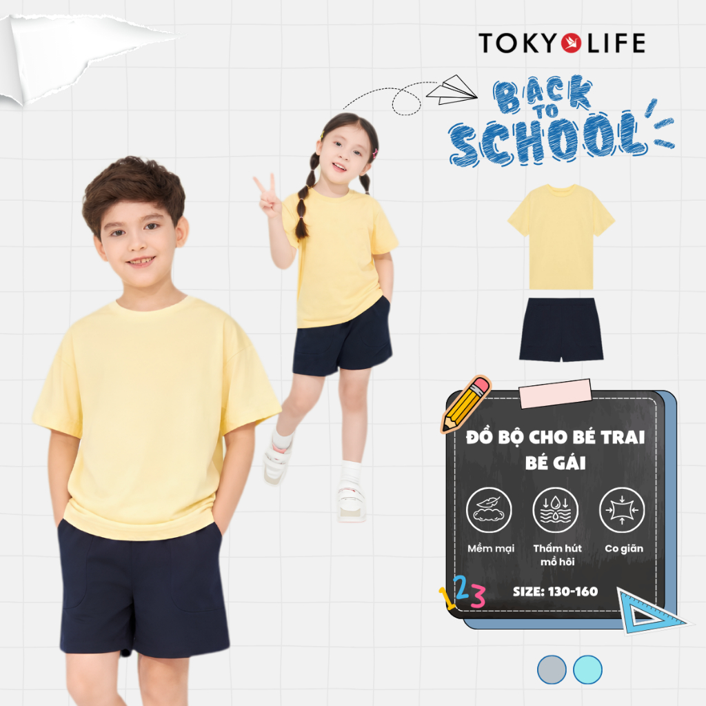 Đồ bộ trẻ em TOKYOLIFE quần áo mùa hè cho bé trai và bé gái mềm mịn mát mẻ TOKYOLIFE
