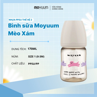 [DEAL XẢ KHO] TH2 - Bình PPSU mèo xám - 170ml - Núm 1 (0-3m)