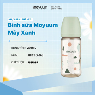 Bình sữa PPSU Moyuum - Mây xanh - 270ml - Kèm núm 2