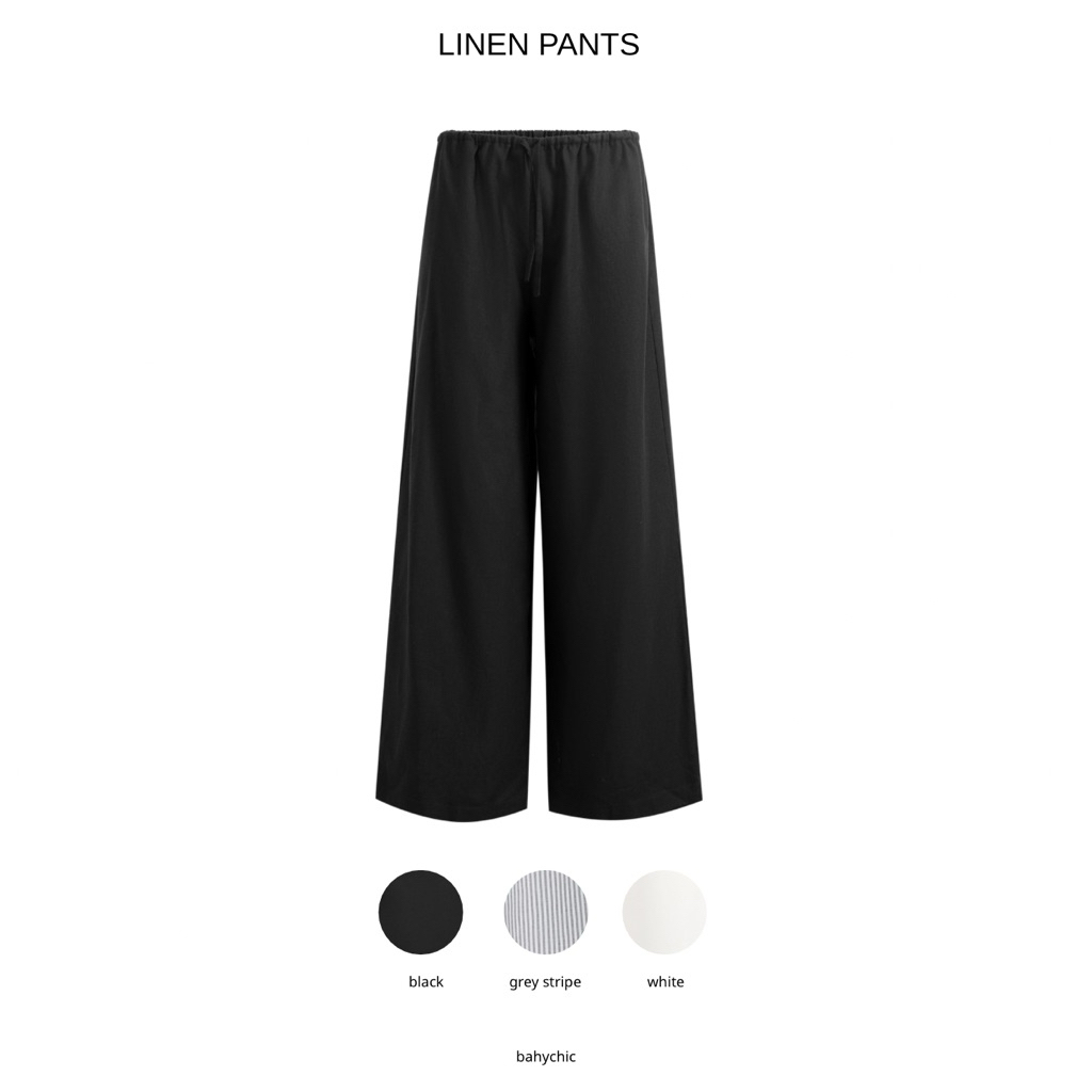 ( LINEN PANTS-M01) Quần linen FORM DÀI, RỘNG đơn giản | BAHYCHIC