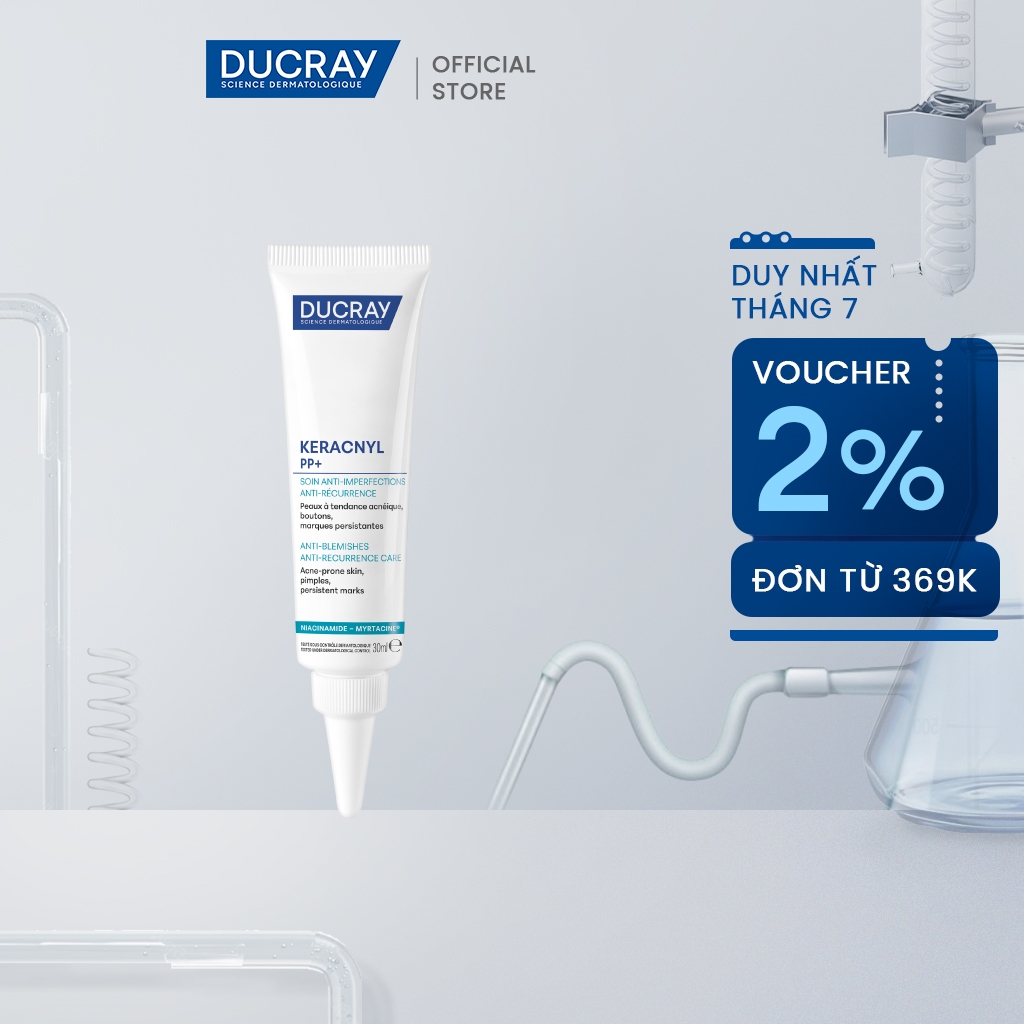 [KOL x Ducray]Kem dưỡng giảm mụn DUCRAY KERACNYL PP+ ANTI-BLEMISHES CARE 30ML giúp giảm mụn, mờ thâm