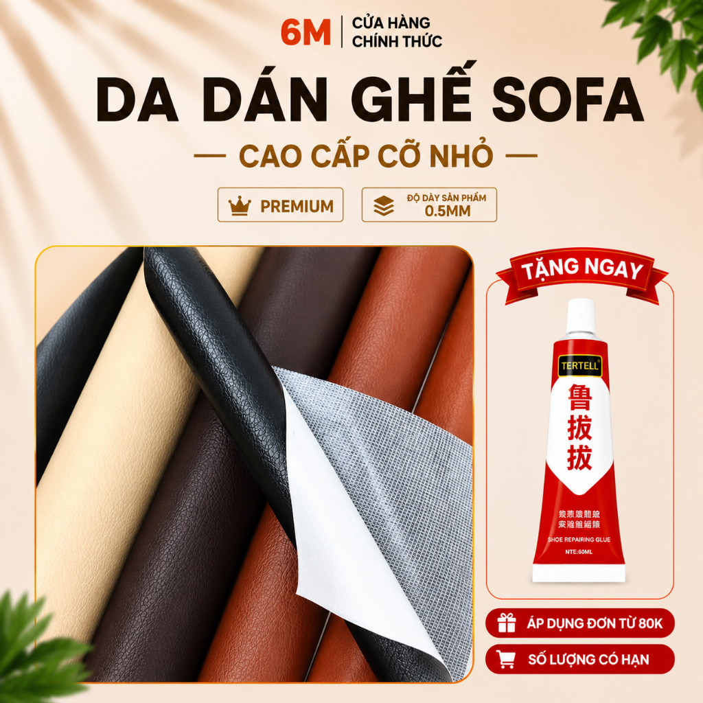 [Da bìa trắng cao cấp dày 0.5mm] Da dán ghế sofa da PU CỠ NHỎ tự dính, bọc ghế sofa, nội thất, keo dầu siêu dính