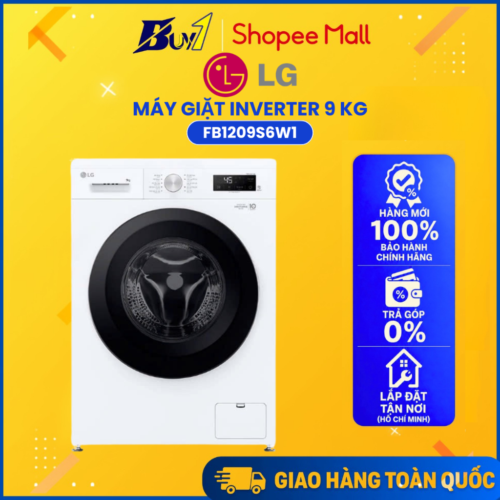 FB1209S6W1 - Máy giặt lồng ngang LG Inverter 9.0 kg FB1209S6W1 - Hàng chính hãng