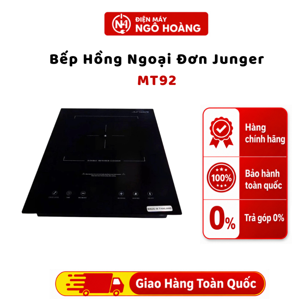 MT92 - Bếp Hồng Ngoại Đơn Junger MT92 2200W, bếp điện, nấu nhanh - Chính Hãng Điện Máy Ngô Hoàng