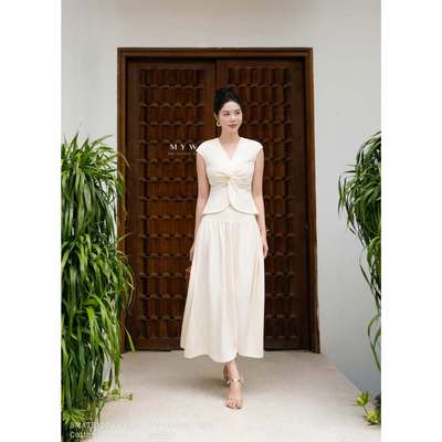 Set Áo Váy Hè Nữ MY WAY Chất Thun Cotton Cao Cấp Sang Chảnh 3MATB1009 3MCXB1114  BE0
