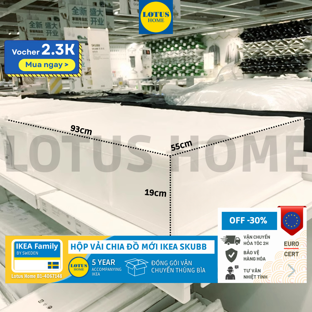 93cm IKEA Ngăn vải chứa đồ có khóa chống bụi thông minh SKUBB IKEA - Trắng dài 93cm