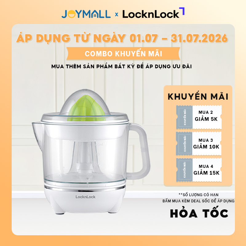 Máy vắt cam, chanh, bưởi, quýt, màu trắng LocknLock Citrus Juicer EJJ231 700ml, chính hãng - JoyMall