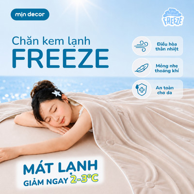 [KOL/KOC] Chăn Kem Lạnh Freeze Mịn Decor, Chăn Băng Lạnh Hè Mềm Mát, Kích Thước 2mx2m2