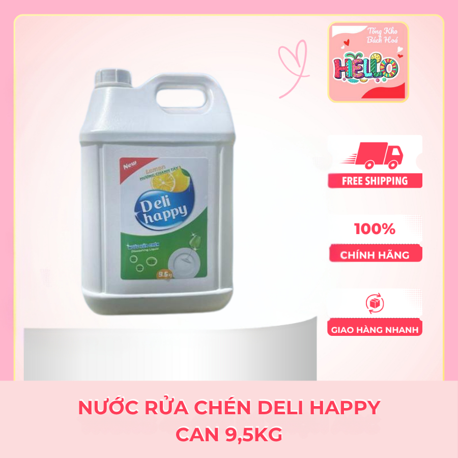 CAN 9.5Kg Nước rửa chén DELI HAPPY - Dung Tích Lớn Siêu Tiết Kiệm - Hương Chanh Tây Thơm Mát, Khử Sạ