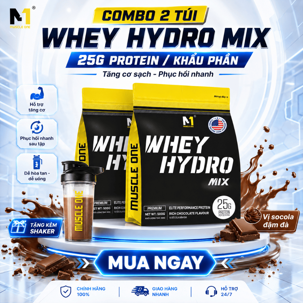 Combo 2 Túi WHEY HYDRO MIX 500g – Whey Thủy Phân 25g Protein – Whey Protein Tăng Cơ Phục Hồi Nhanh