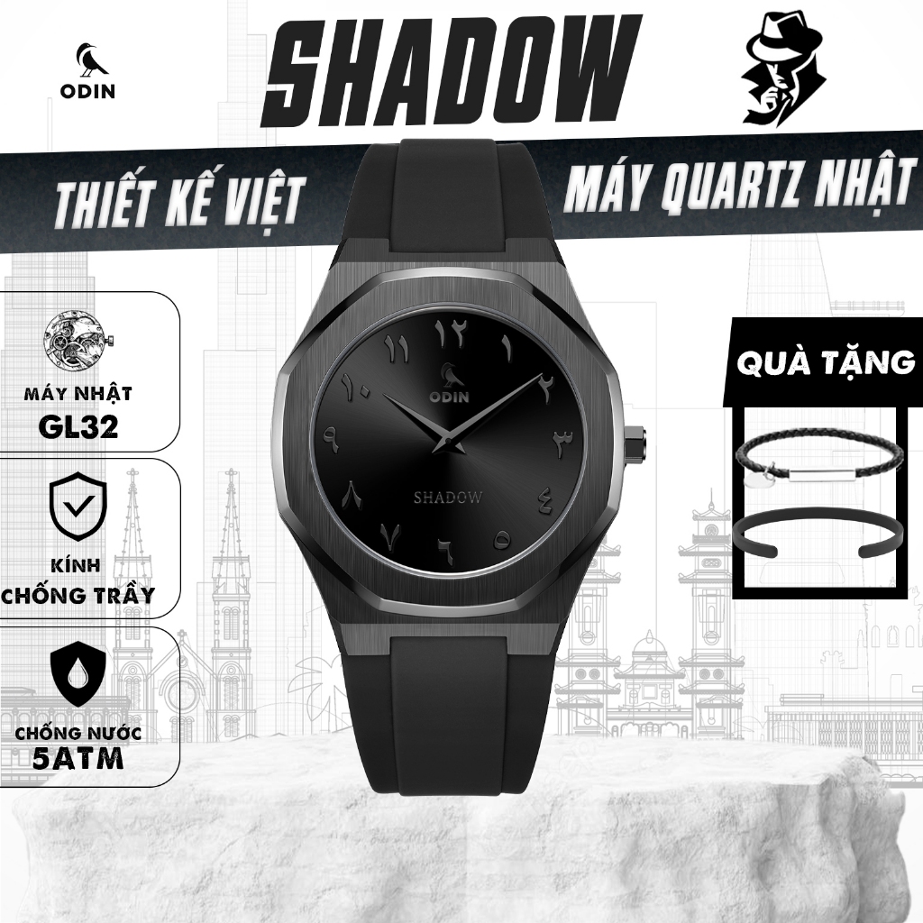 Đồng hồ Nam ODIN Shadow-All Black Full Đen-Máy Nhật Myota GL32-Chống nước 5ATM-Thiế kế Việt chính hã