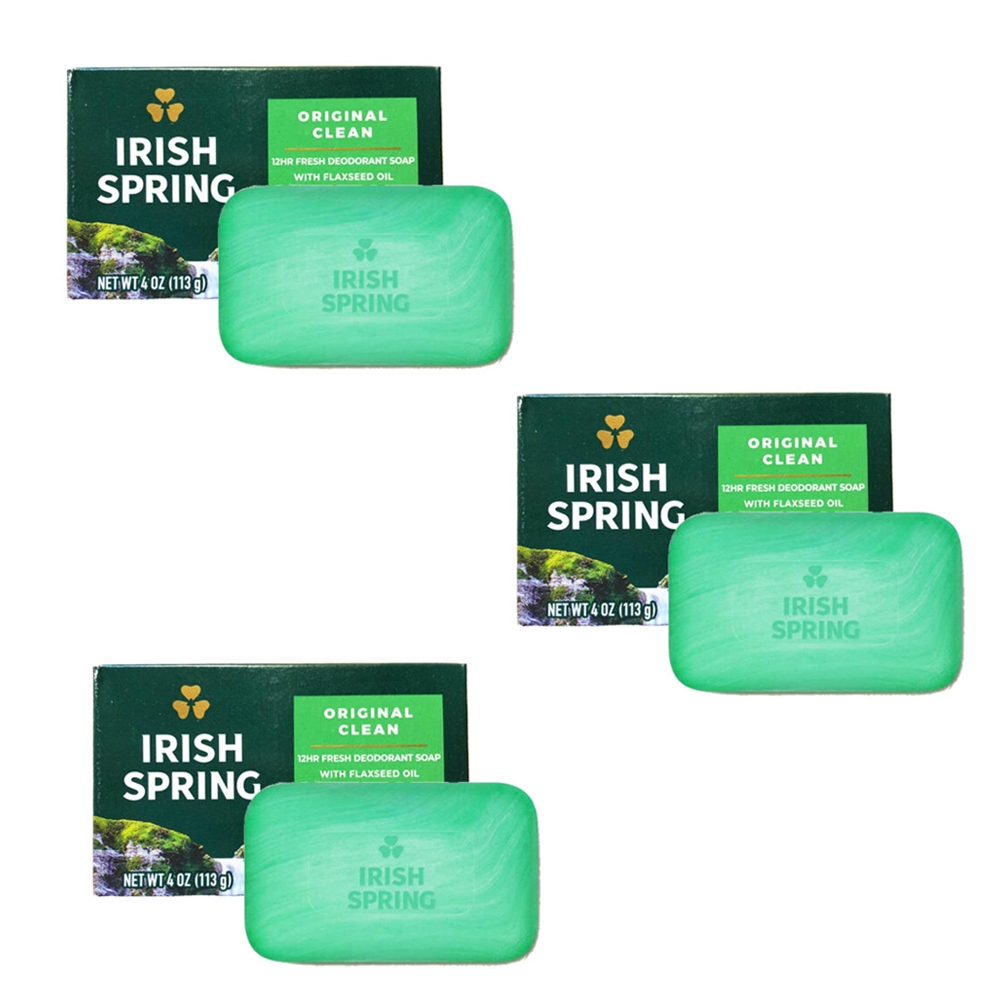 [Chính Hãng]-Bộ 3 bánh xà phòng diệt khuẩn Irish Spring 3 x 112g (Hàng Mỹ)