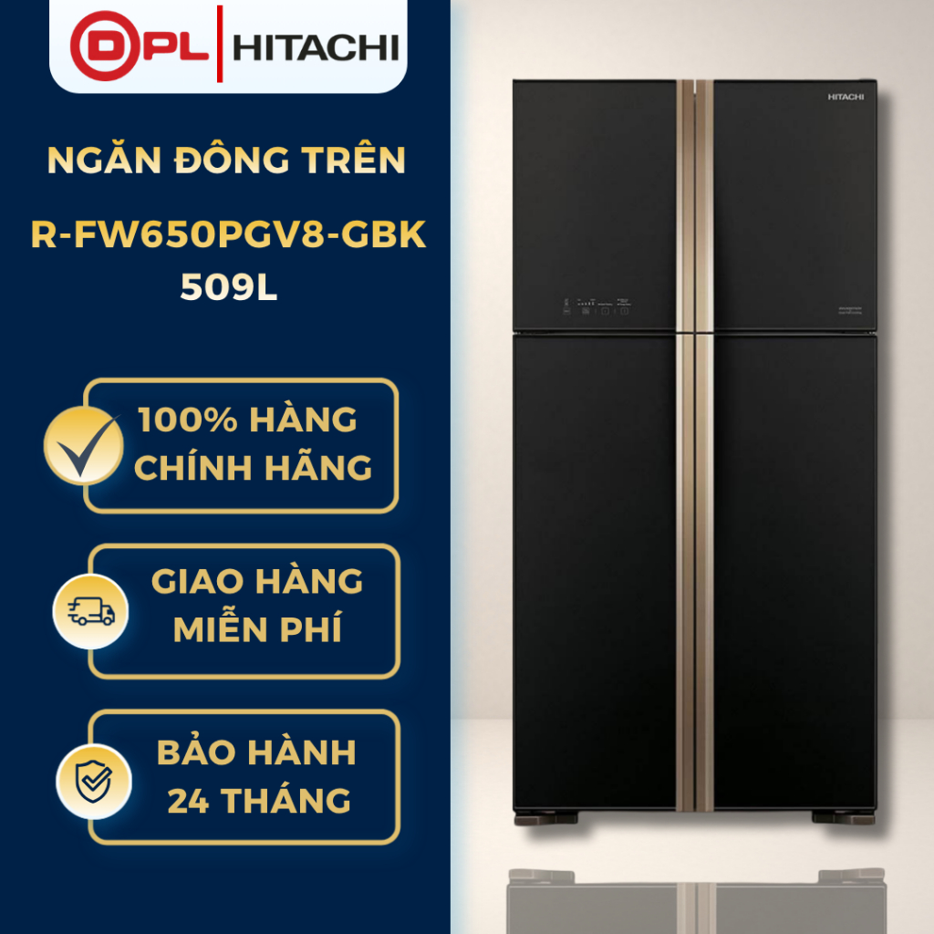 Tủ lạnh Hitachi 4 cánh Ngăn Đông Trên 509Lít R-FW650PGV8-GBK - Ngăn rau quả dung tích lớn