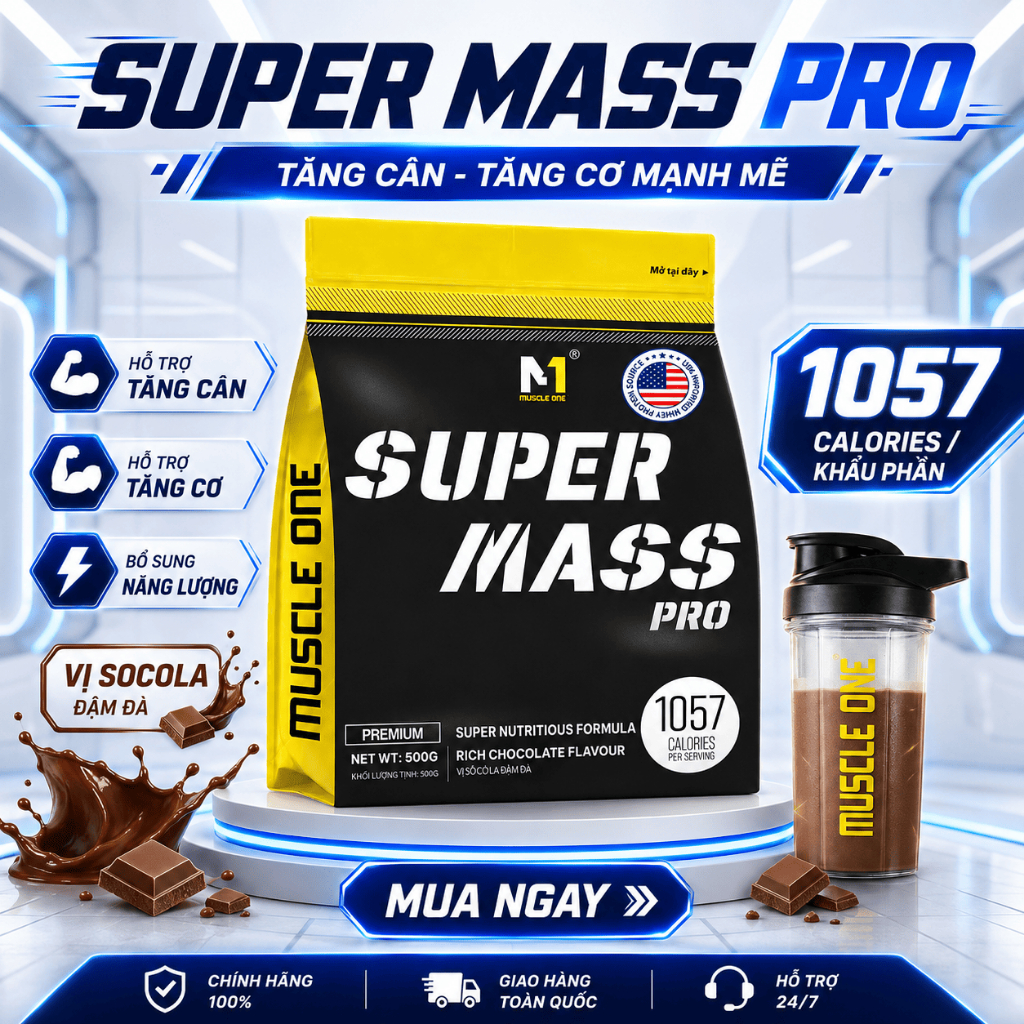 Mass Tăng Cân SUPER MASS PRO 500g – 1057 Kcal Mass Gainer Tăng Cân Nhanh Cho Người Gầy