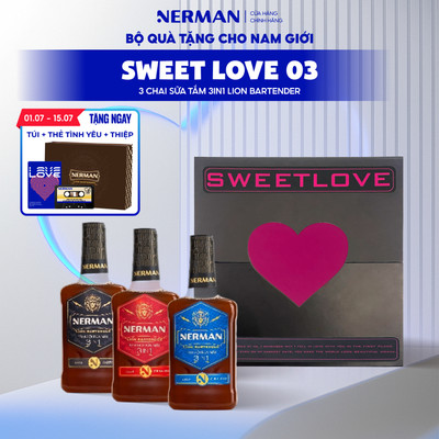 Bộ quà tặng cho nam Sweet Love - Combo 3 chai sữa tắm 3in1 Lion Bartender 330g