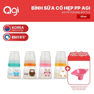 Bình sữa cổ hẹp PP Agi 60ml [ BAO BÌ MỚI ]