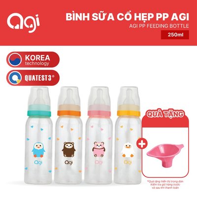 Bình sữa cổ hẹp PP Agi 250ml [ BAO BÌ MỚI ]