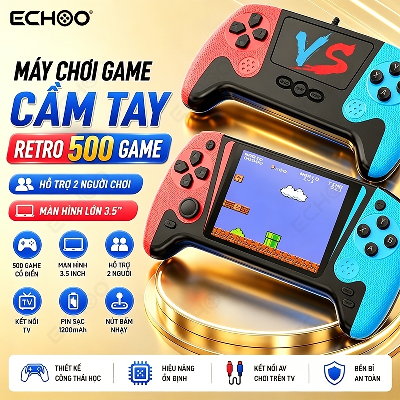 Máy Chơi Game Cầm Tay Q21 Retro 500 Game Màn Hình 3.5 Inch HD Hỗ Trợ 2 Người Chơi Kết Nối TV AV