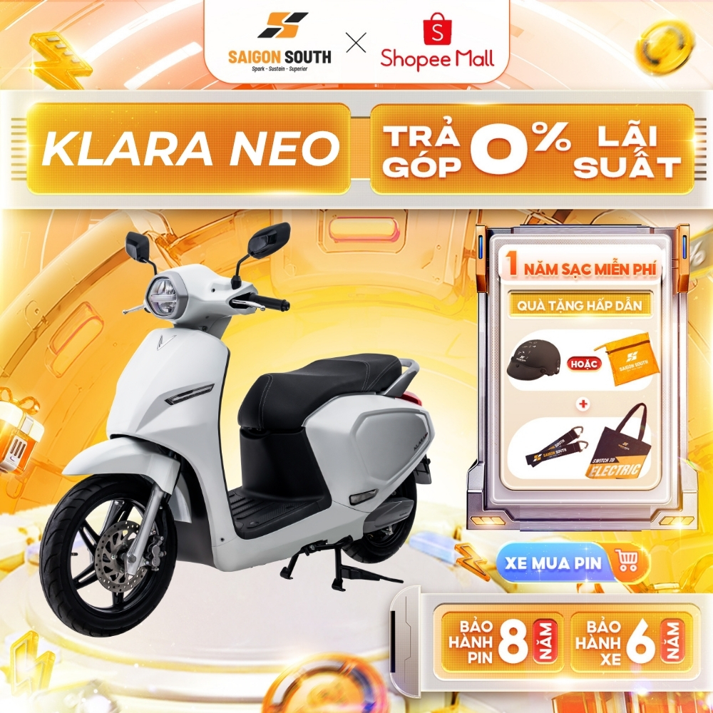 VinFast Klara Neo - Xe máy điện đời mới 2025, pin LFP 2.0 kWh, 3 màu: Đen/Đỏ/Trắng
