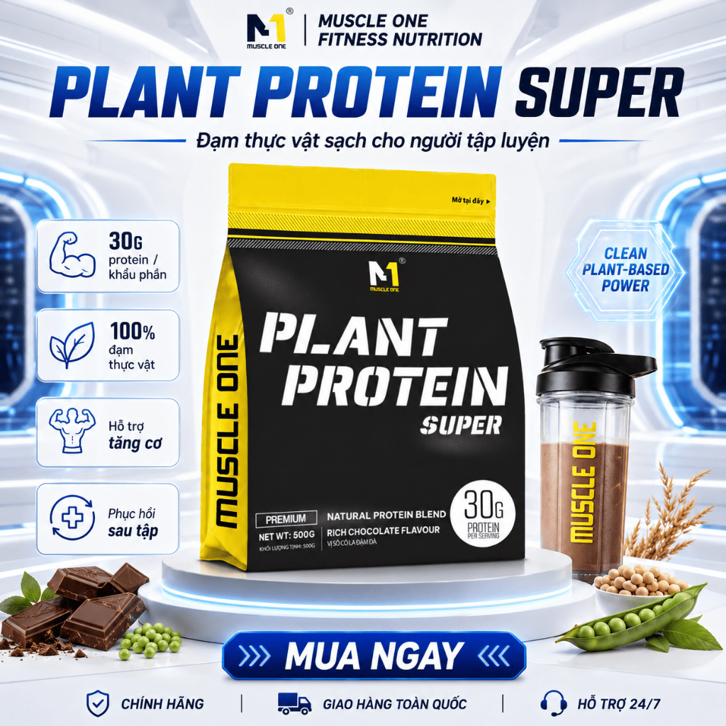 PLANT PROTEIN SUPER 500g – Protein Thực Vật 30g – Vegan Protein Tăng Cơ Giảm Mỡ